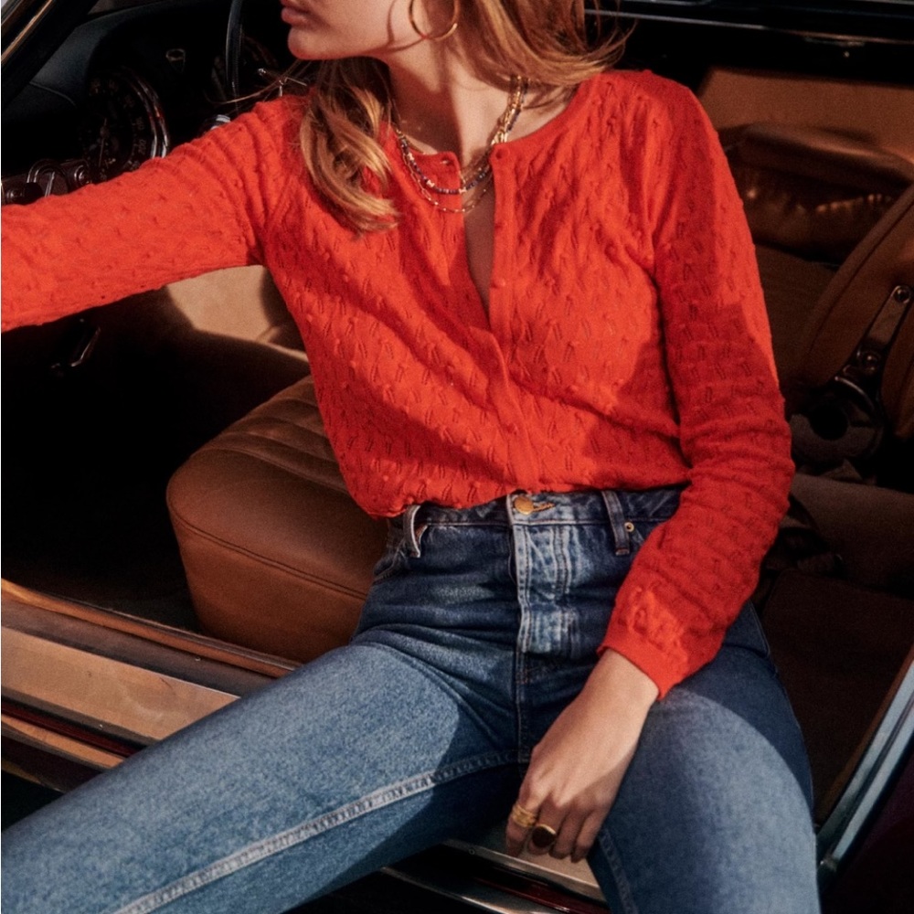 EUC Sezane Philippe Jumper Coral Red Size Small